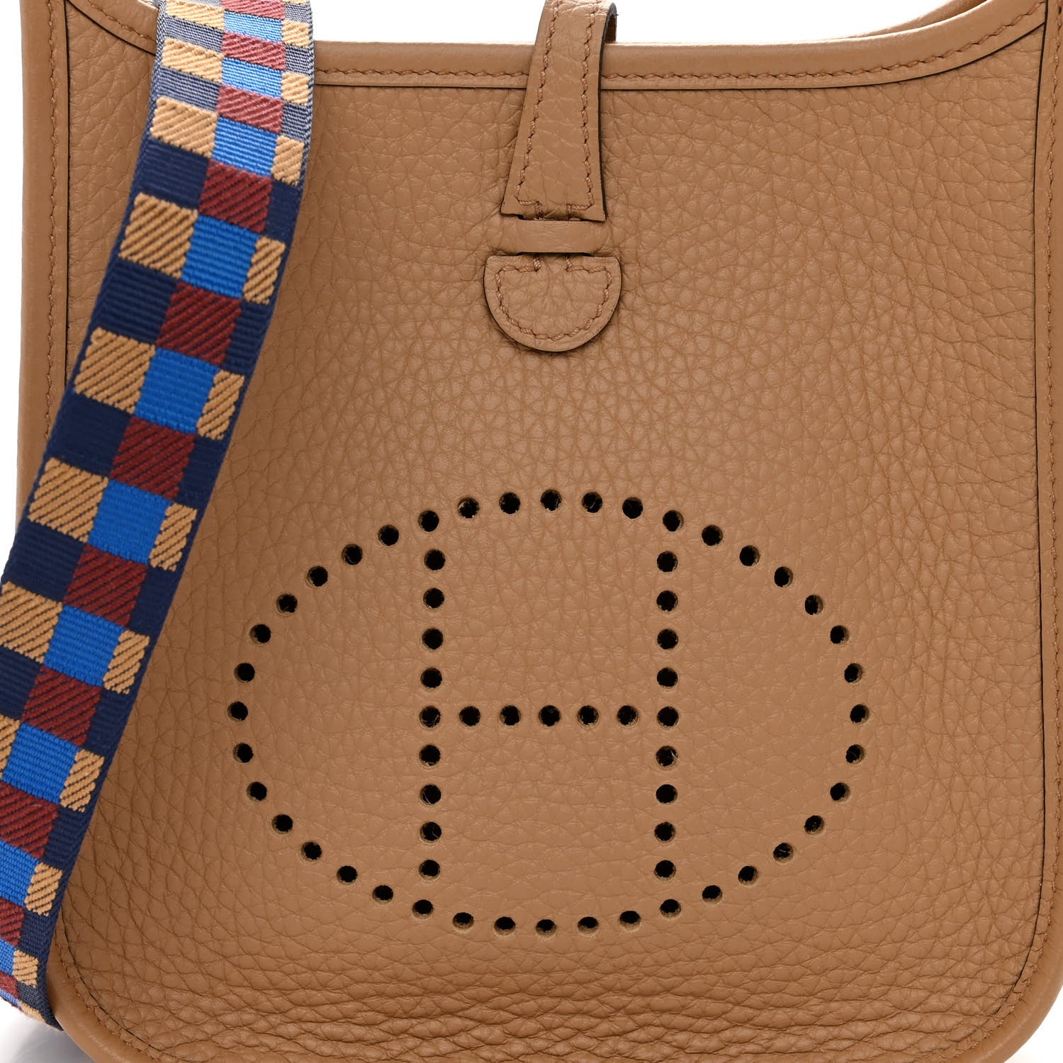 Hermes Taurillon Clemence Maxi Quadrille Evelyne TPM Chai Bleu Bill Biscuit 7 of 10