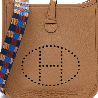 Hermes Taurillon Clemence Maxi Quadrille Evelyne TPM Chai Bleu Bill Biscuit 7 of 10