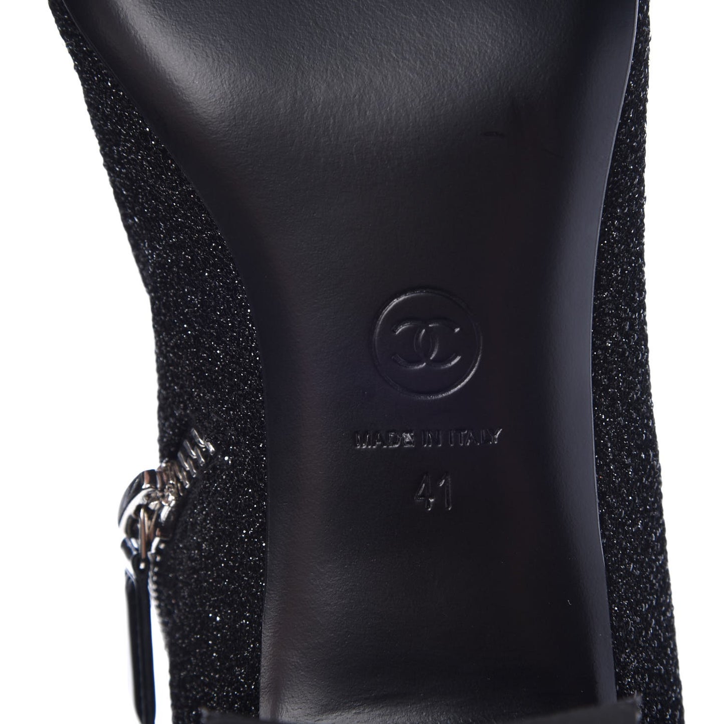 Glitter Patent Cap Toe Short Boots 41 Black