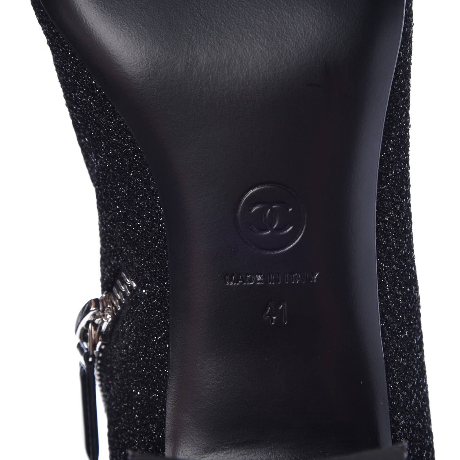 Chanel Glitter Patent Cap Toe Short Boots 41 Black 6 of 9