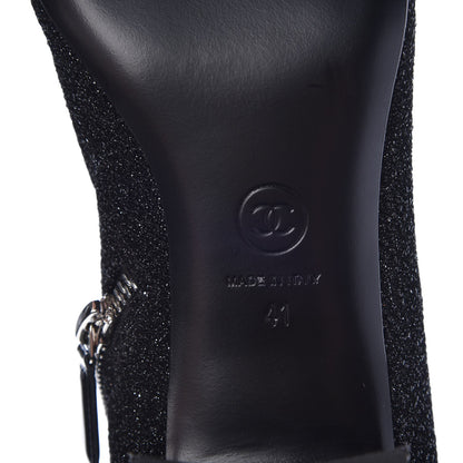 Chanel Glitter Patent Cap Toe Short Boots 41 Black 6 of 9