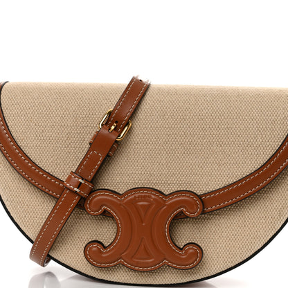 Celine Textile Calfskin Triomphe Besace Natural Tan 9 of 11