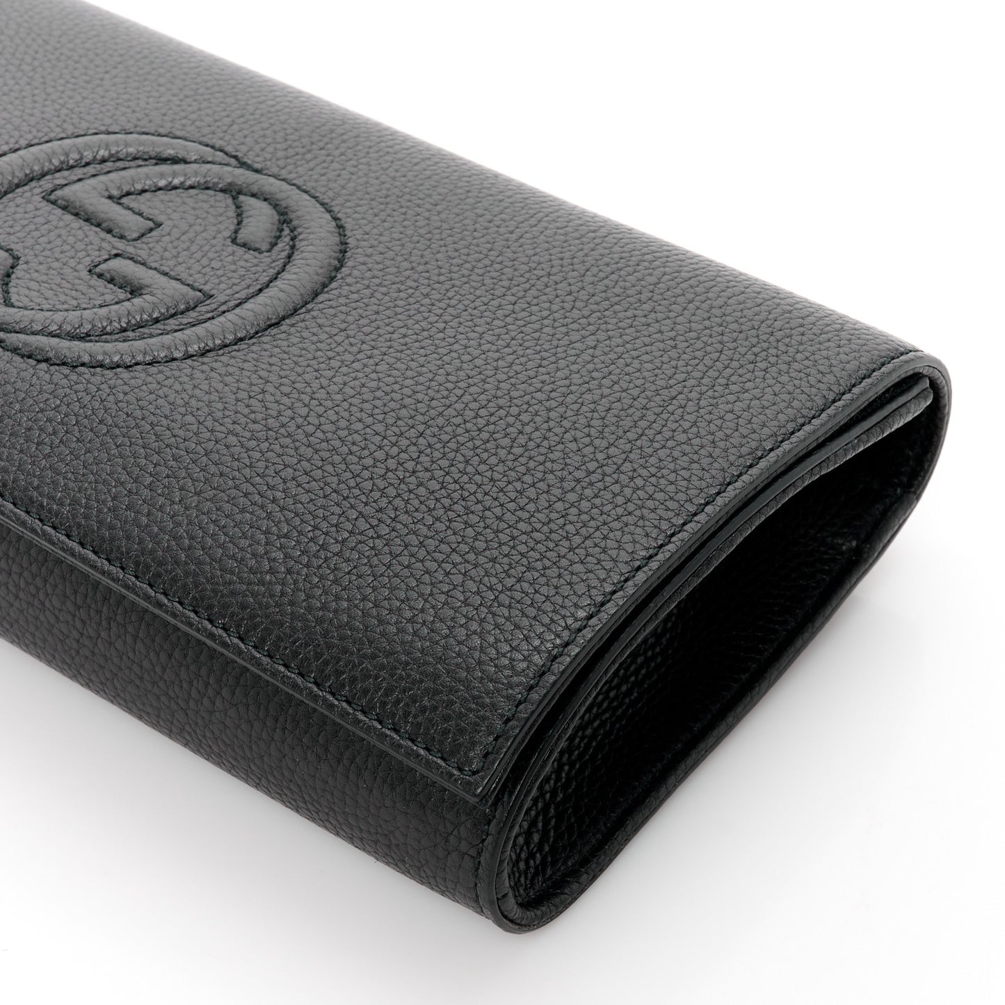 Pebbled Calfskin Medium Soho Clutch Black