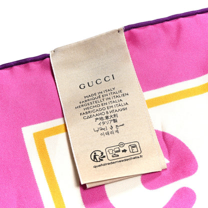 Gucci Silk Maxi Flower Print Scarf Purple Fuchsia Multicolor 3 of 4