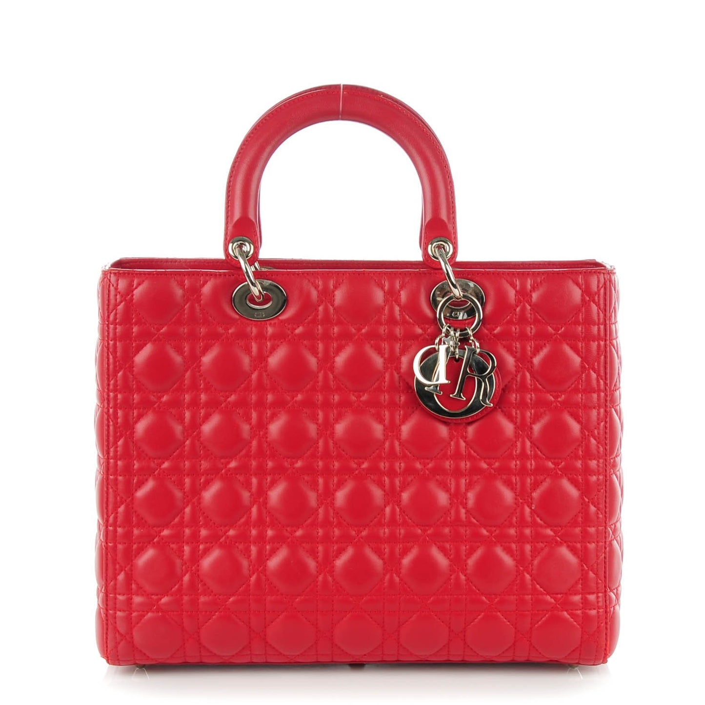 Lambskin Cannage Large Lady Dior Red