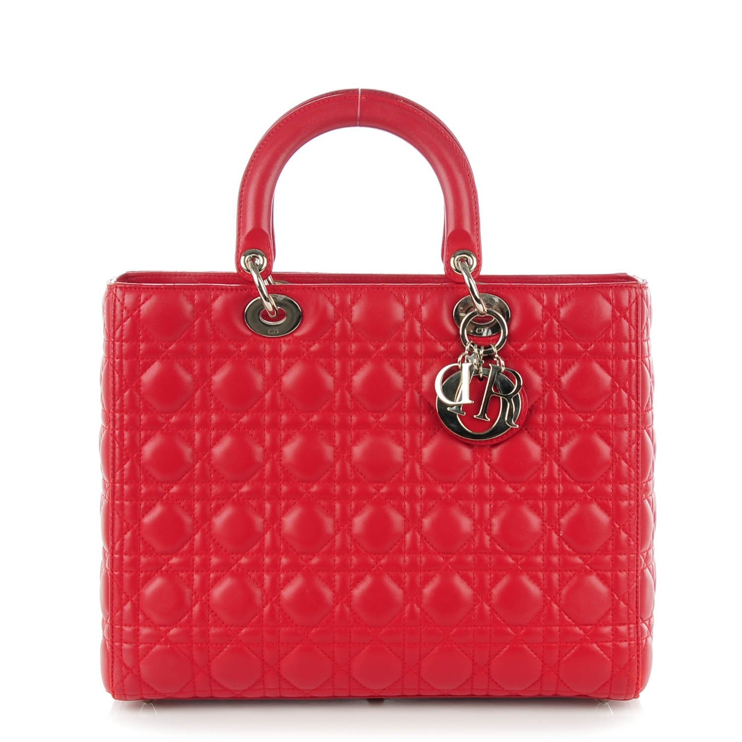 Christian Dior Lambskin Cannage Large Lady Dior Red 1 of 7
