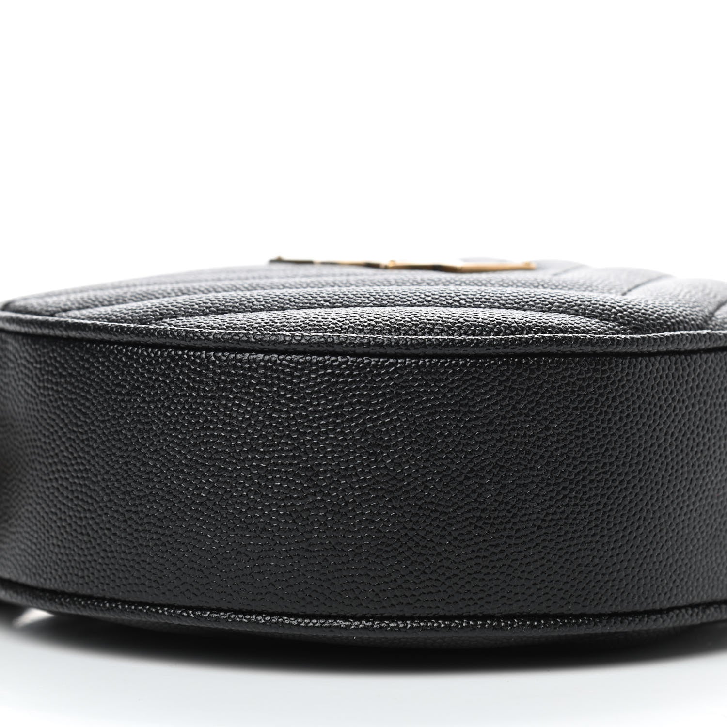 Saint Laurent Grain De Poudre Matelasse Chevron Quilted Round Vinyle Camera Bag Black 6 of 8