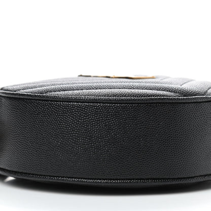 Saint Laurent Grain De Poudre Matelasse Chevron Quilted Round Vinyle Camera Bag Black 6 of 8