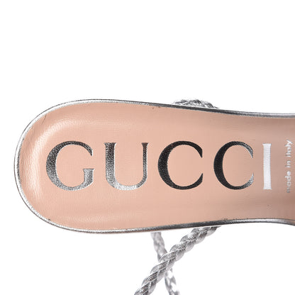 Gucci Metallic Nappa Braided Sandals 41.5 Silver 7 of 8