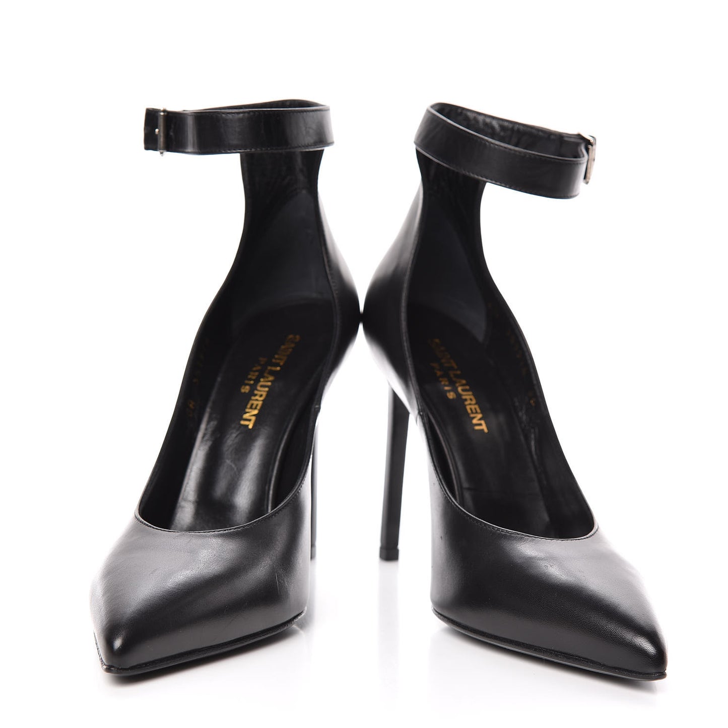 Seta Calfskin Astra Paris 105 Ankle Strap Pumps 36 Black