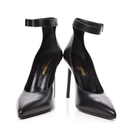 Saint Laurent Seta Calfskin Astra Paris 105 Ankle Strap Pumps 36 Black 5 of 12