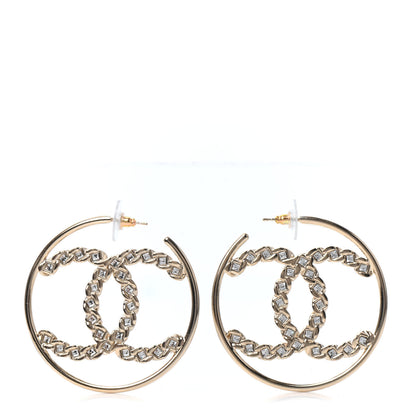 Chanel Crystal Chain Chanel Strass CC Drop Earrings Gold 1 of 3