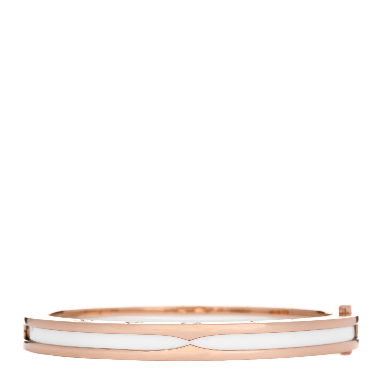 Bulgari 18K Rose Gold White Ceramic B.Zero1 Bangle Bracelet M 1 of 3