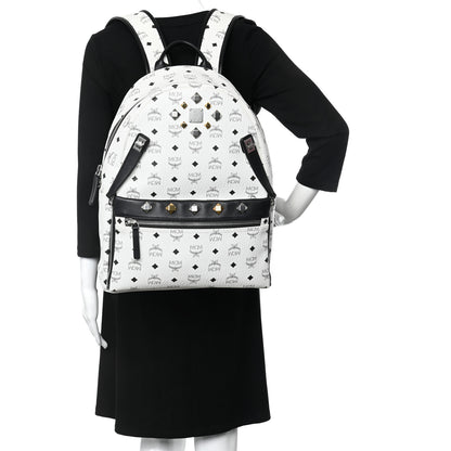MCM Visetos Studded Medium Dual Stark Backpack White 2 of 15