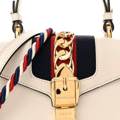 Gucci Calfskin Mini Sylvie Top Handle Bag White 8 of 12