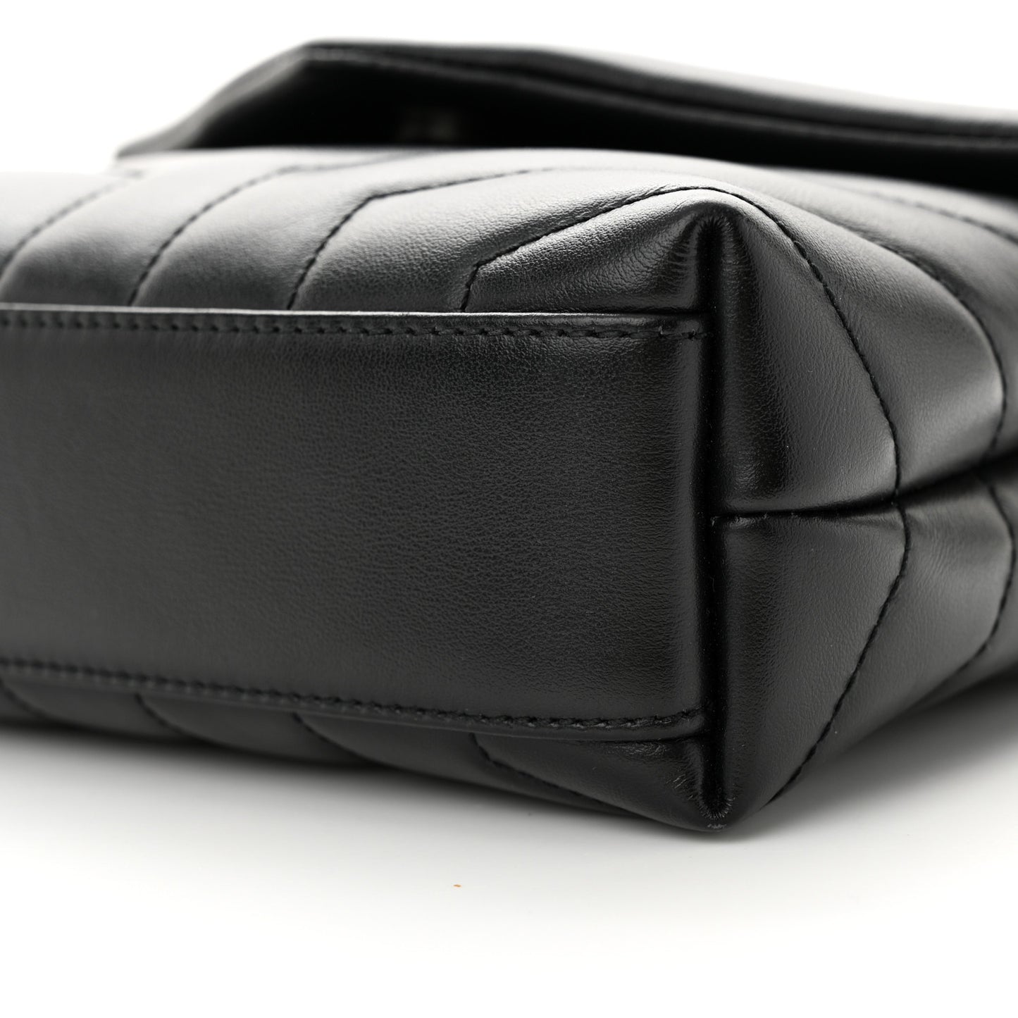 Calfskin Y Quilted Monogram Monochrome Toy Loulou Crossbody Bag Black