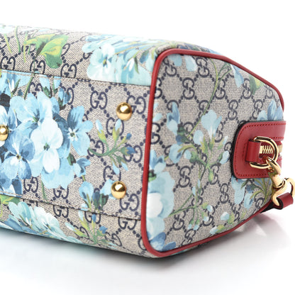 Gucci GG Supreme Monogram Blooms Small Boston Beige Blue Navy Hibiscus Red 7 of 10