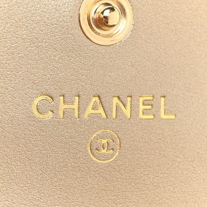 Chanel Metallic Goatskin Quilted Chanel 19 Flap Card Holder Gold 7 of 11