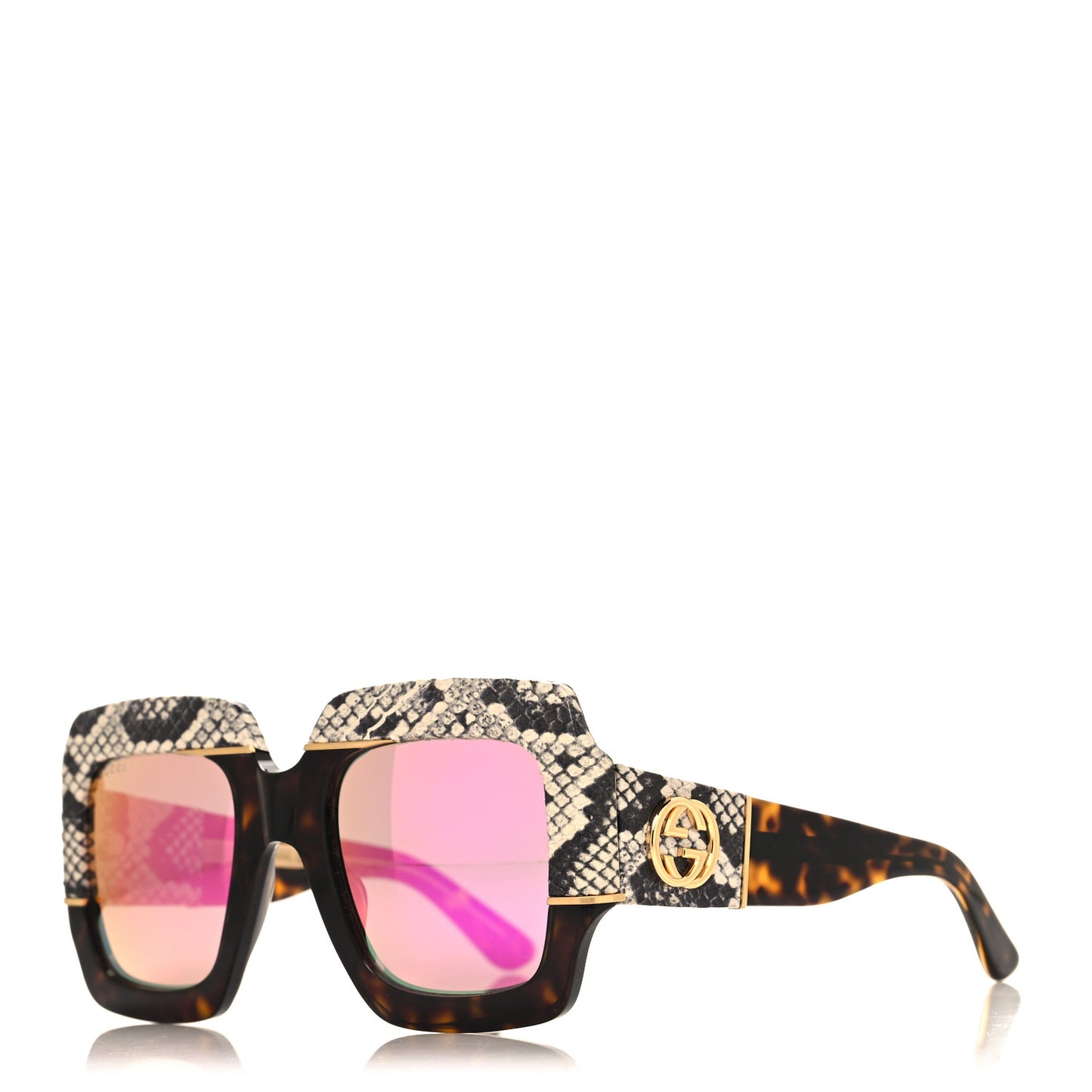 Snakeskin Acetate Square Sunglasses GG0484S Havana
