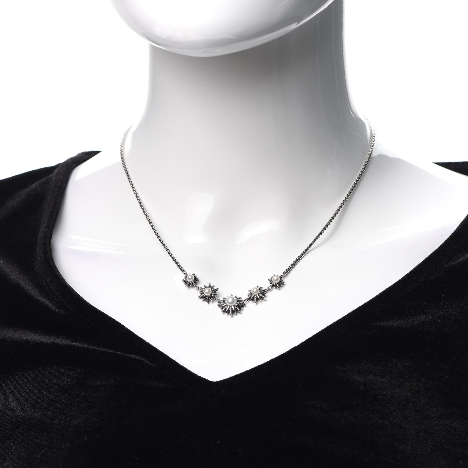 David Yurman Sterling Silver Pearl Starburst Necklace 2 of 4