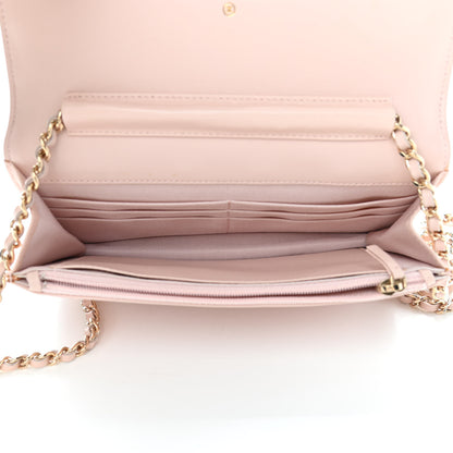 Chanel Lambskin Quilted Wallet On Chain WOC Light Pink 5 of 12