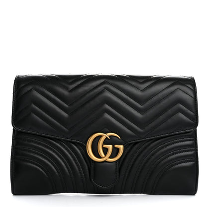 Gucci Calfskin Matelasse GG Marmont Clutch Black 1 of 8