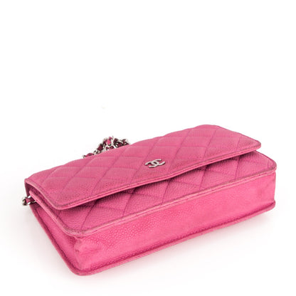 Chanel Iridescent Caviar Quilted Wallet on Chain WOC Pink 4 of 8