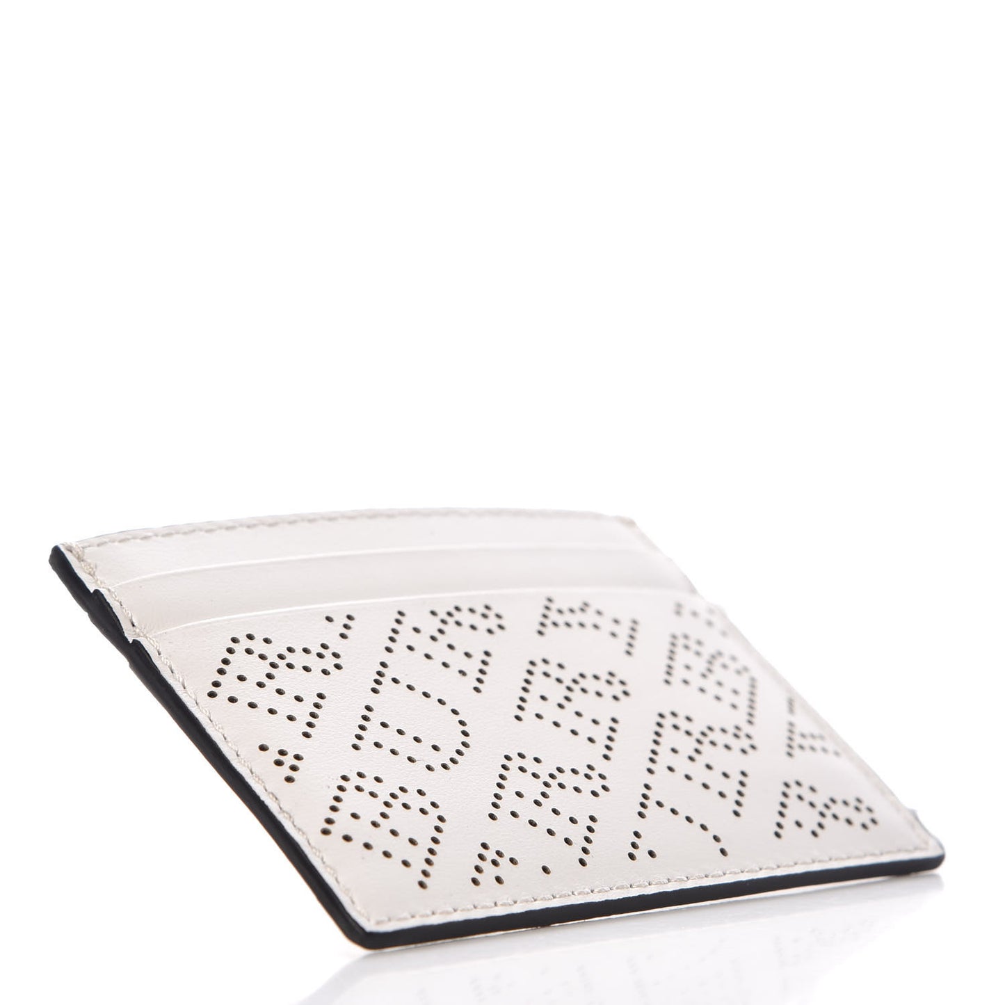Calfskin Perforated Sandon Card Card Case White