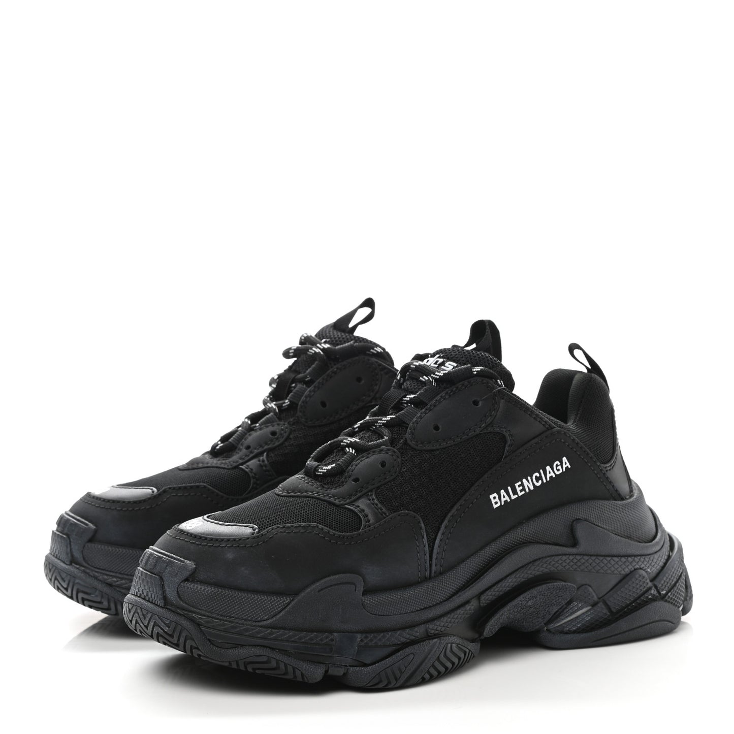 Fabric Mesh Mens Triple S Sneakers 38 Black