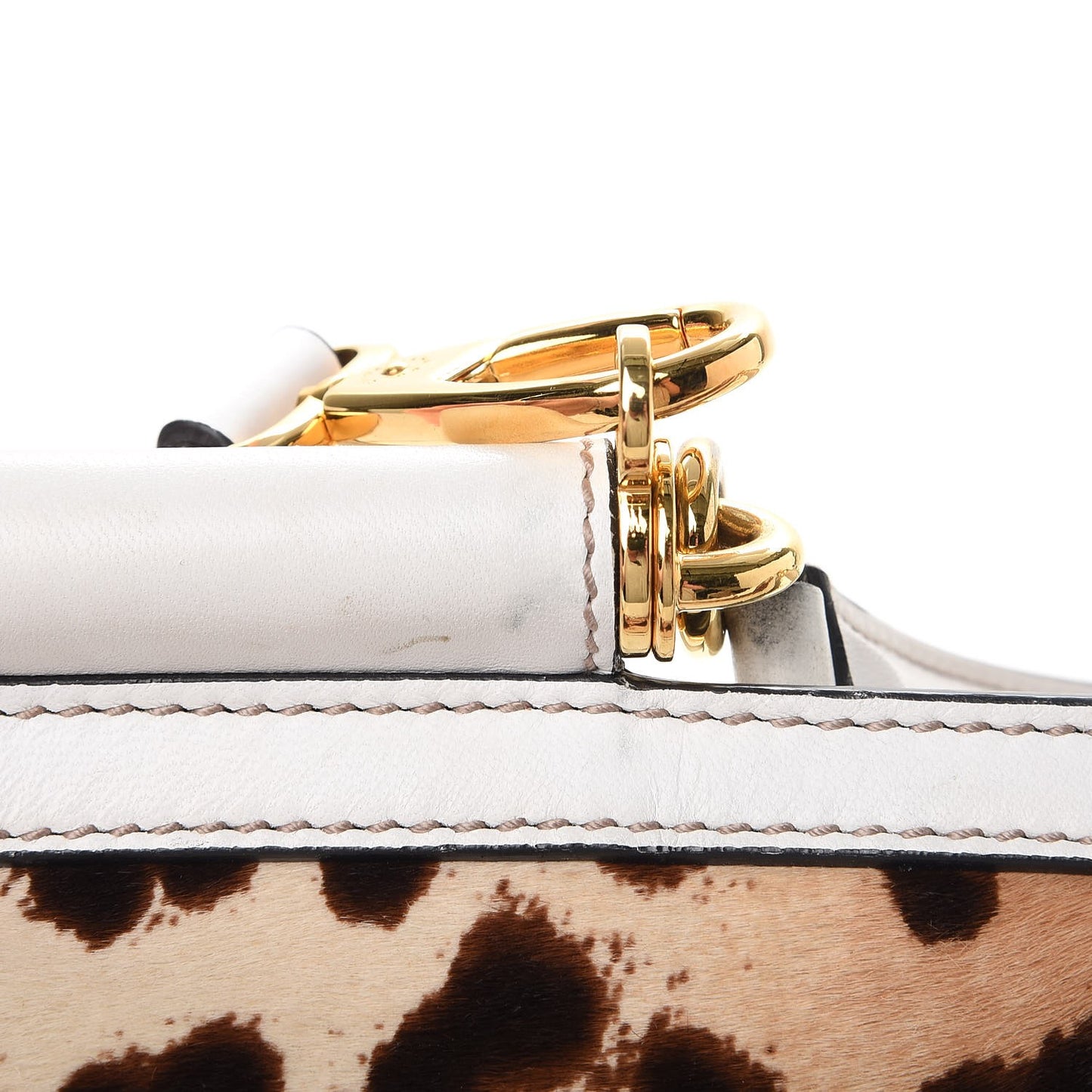 Calf Hair Leopard Print Lace Large Miss Sicily Satchel White