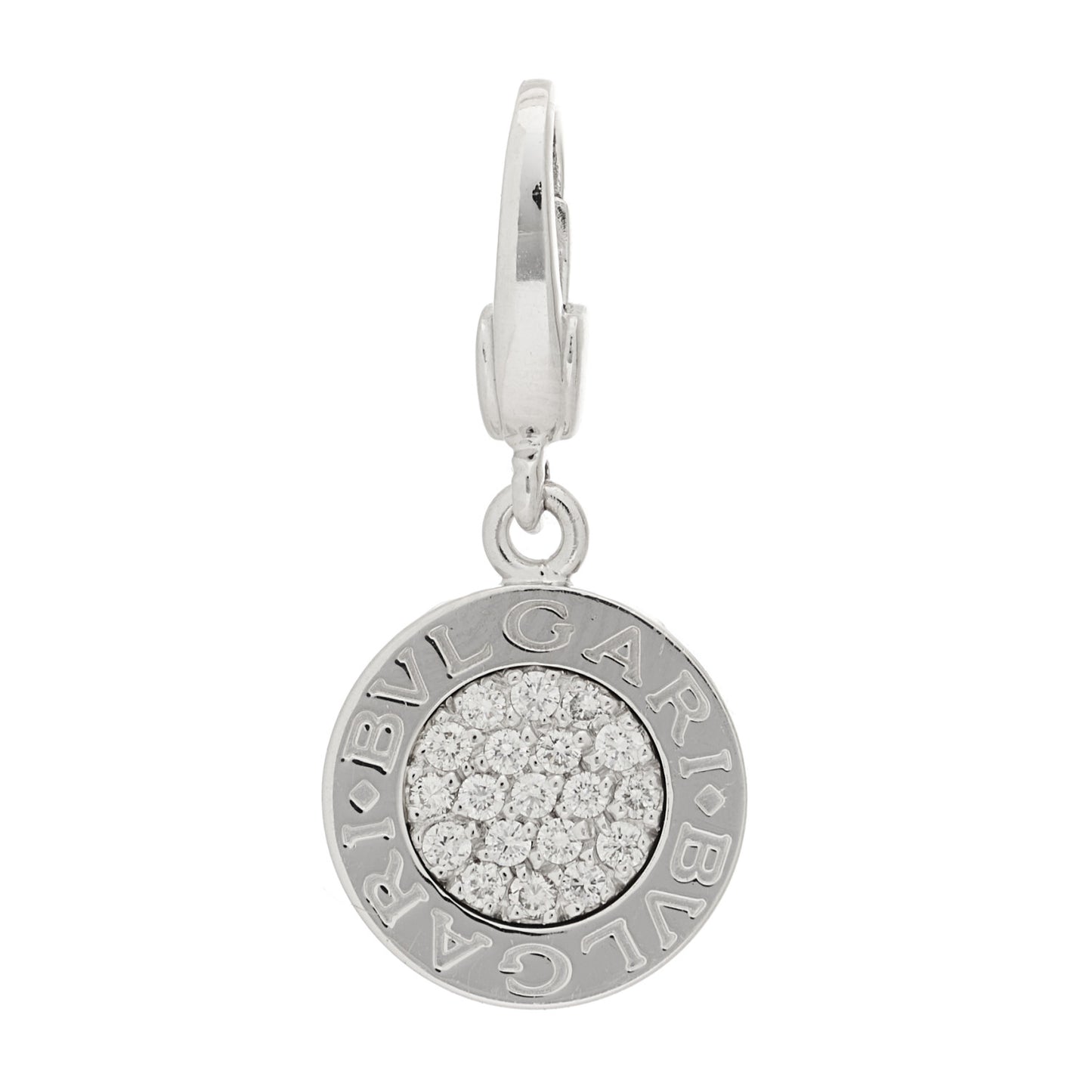 18K White Gold Pave Diamond BVLGARI BVLGARI Charm Pendant