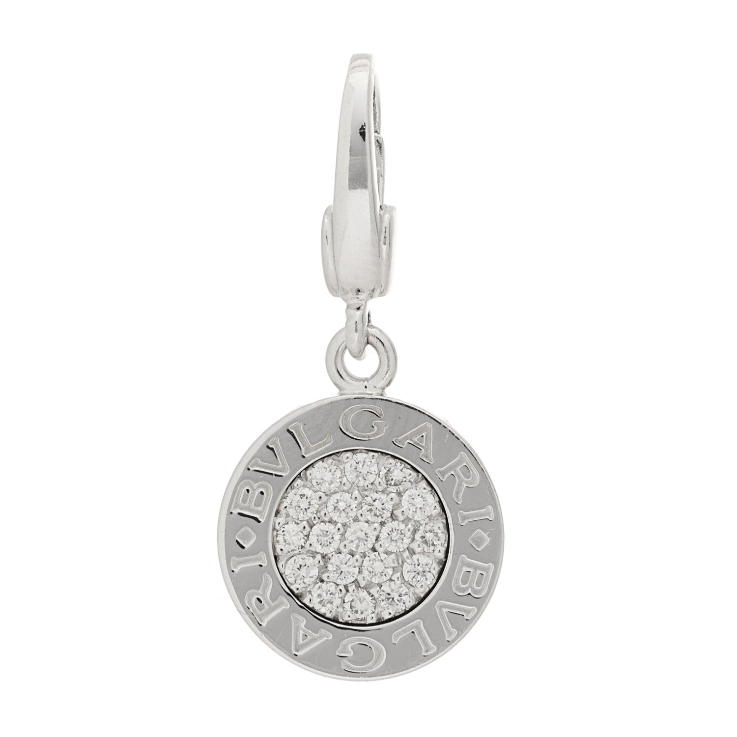 Bulgari 18K White Gold Pave Diamond BVLGARI BVLGARI Charm Pendant 1 of 4