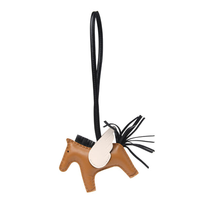 Hermes Milo Lambskin Grigri Rodeo Pegase Horse Bag Charm PM Sesame Black Nata 1 of 2