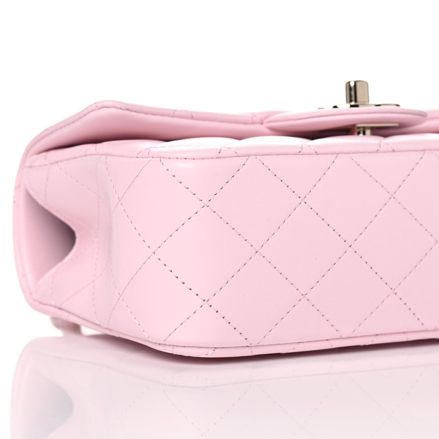 Lambskin Quilted Mini Top Handle Rectangular Flap Light Pink