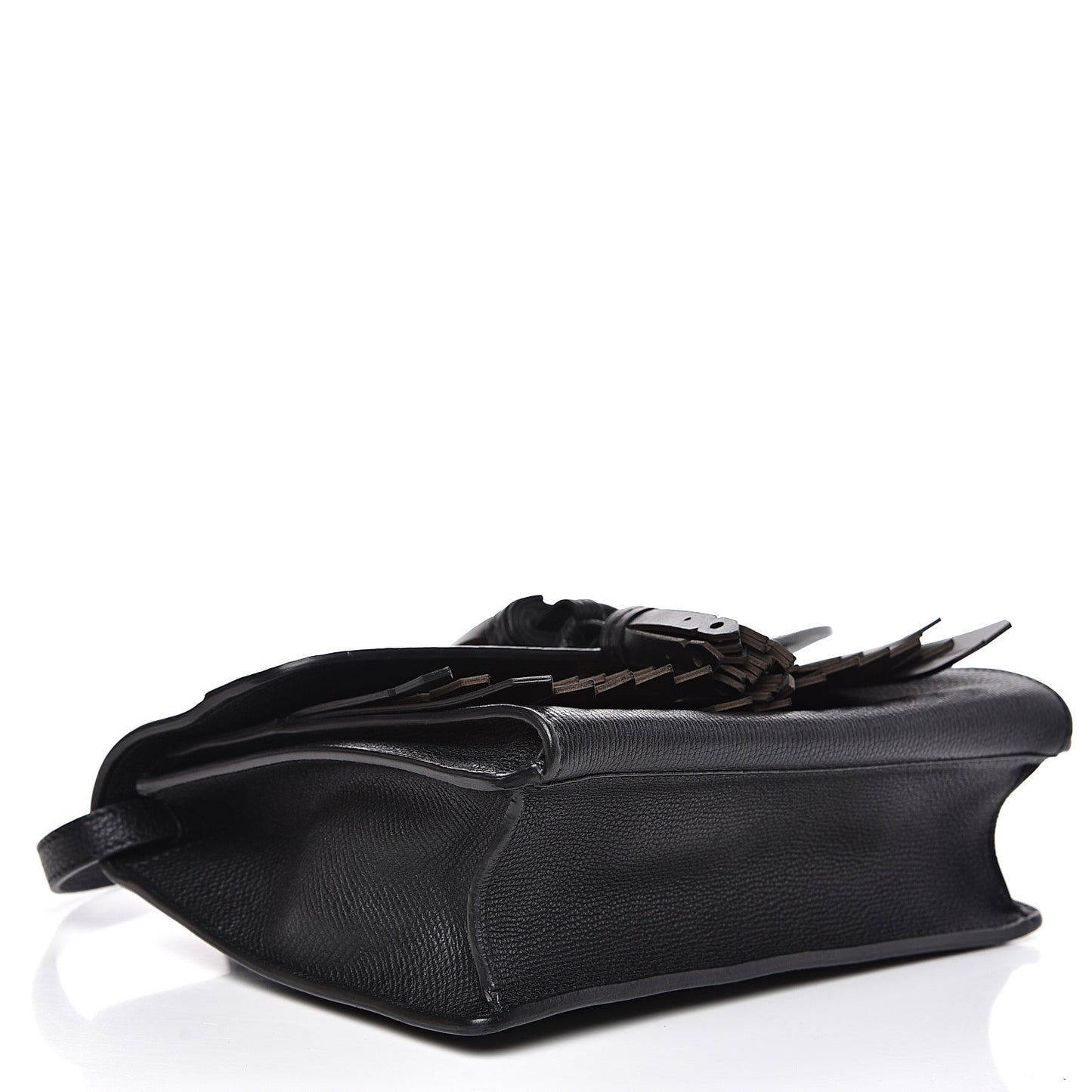 Grainy Calfskin Broguing Tassel Small Macken Crossbody Bag Black