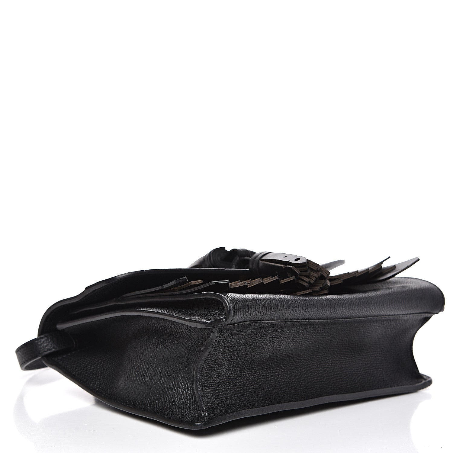 Burberry Grainy Calfskin Broguing Tassel Small Macken Crossbody Bag Black 3 of 14