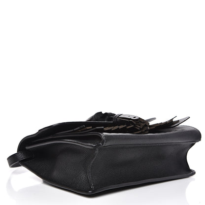 Burberry Grainy Calfskin Broguing Tassel Small Macken Crossbody Bag Black 3 of 14