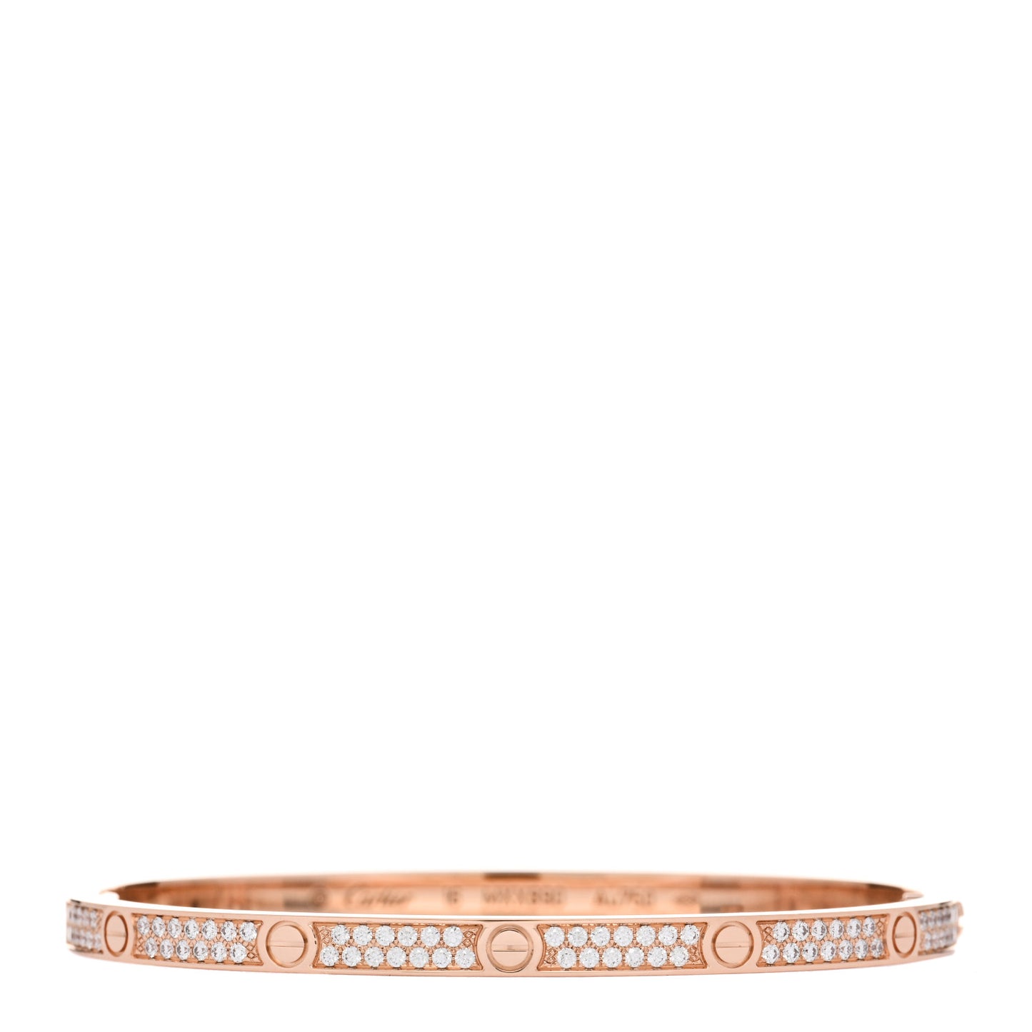 18K Pink Gold Diamond Small LOVE Paved Bracelet 16