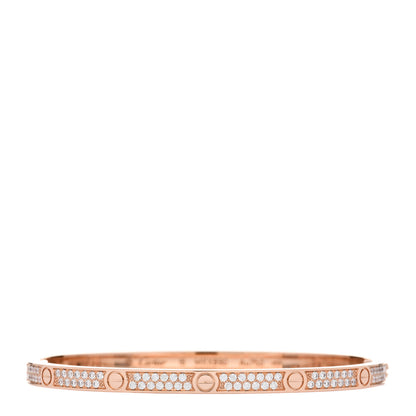 Cartier 18K Pink Gold Diamond Small LOVE Paved Bracelet 16 1 of 5
