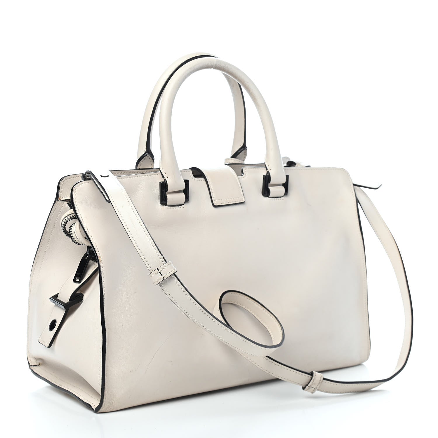 Saint Laurent Smooth Calfskin Small Cabas Monogram White 3 of 15