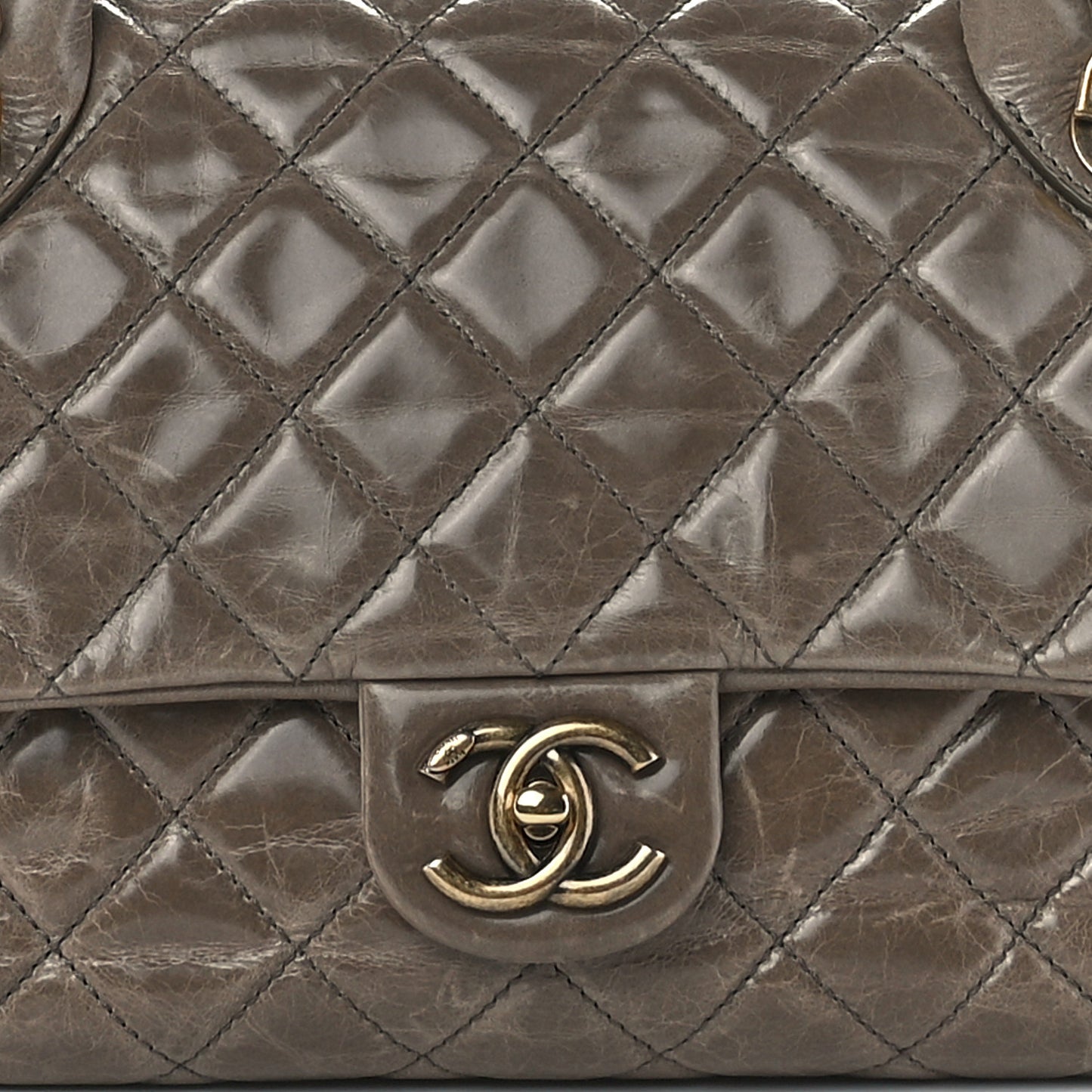 Glazed Calfskin Castle Rock Medium Flap Dark Beige