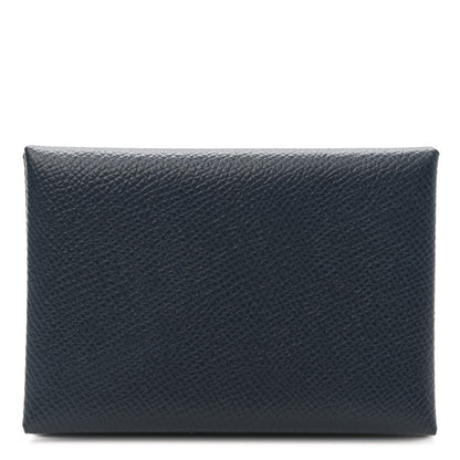 Hermes Epsom Duo Calvi Card Case Bleu Indigo 1 of 6