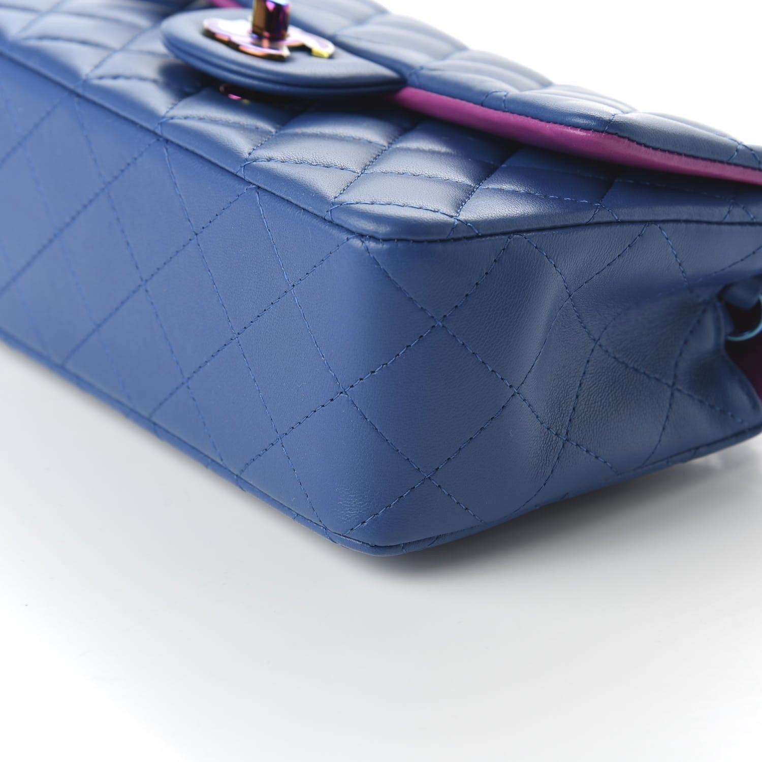 Chanel Lambskin Quilted Mini Rectangular Flap Blue Purple 7 of 10