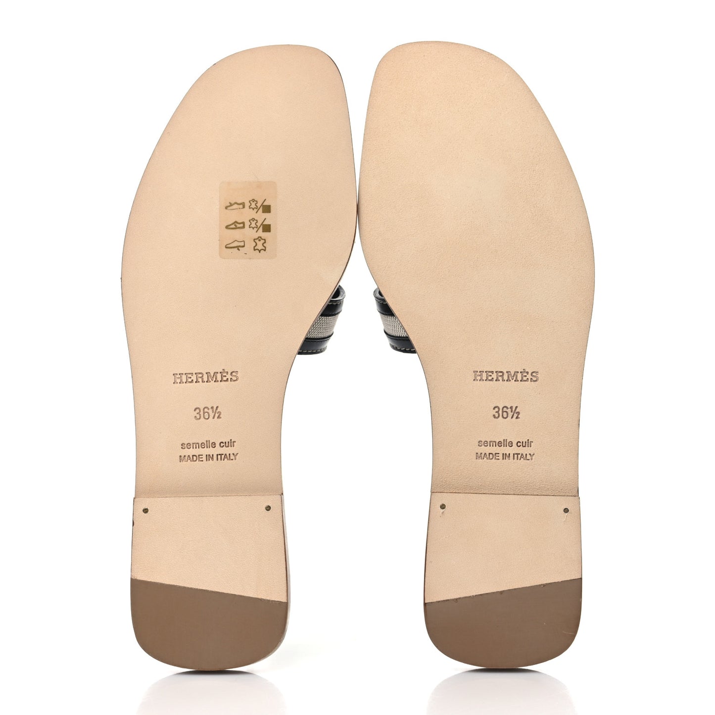 Calfskin Canvas Oran Sandals 36.5 Black