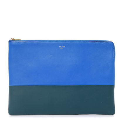 Celine Lambskin Bi-Color Solo Clutch Pouch Bright Blue Peacock 1 of 10