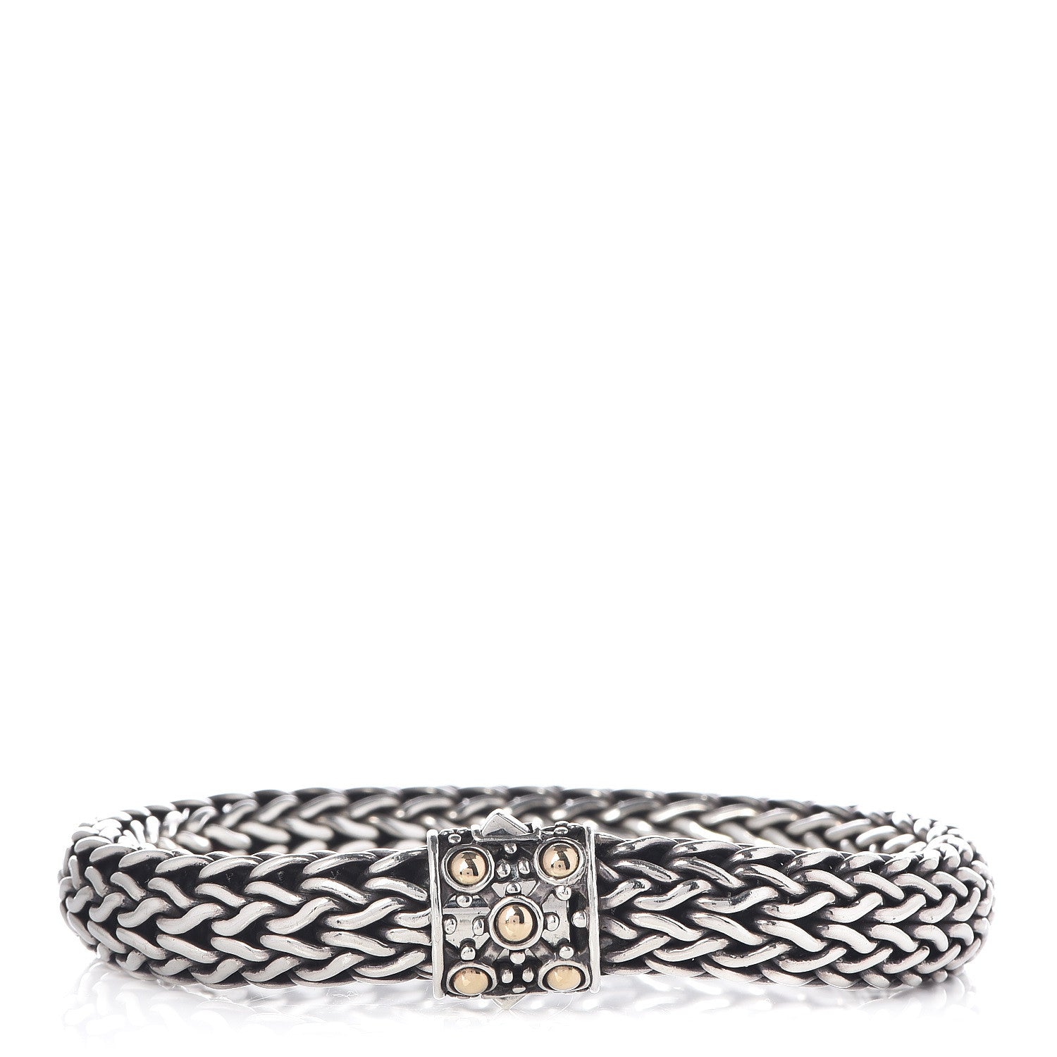 Tiffany JOHN HARDY Sterling Silver 18K Yellow Gold 10mm Jaisalmer Classic Chain Dot Bracelet 1 of 6