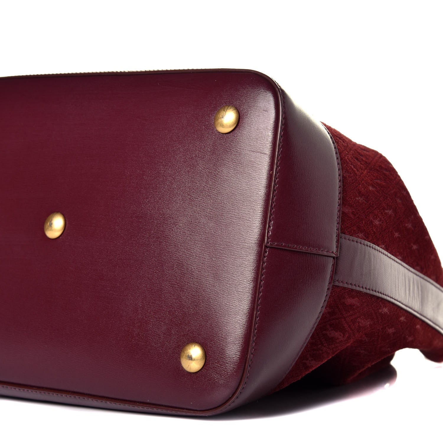 Saint Laurent Suede All-Over Monogram Bucket Bag Burgundy 9 of 9