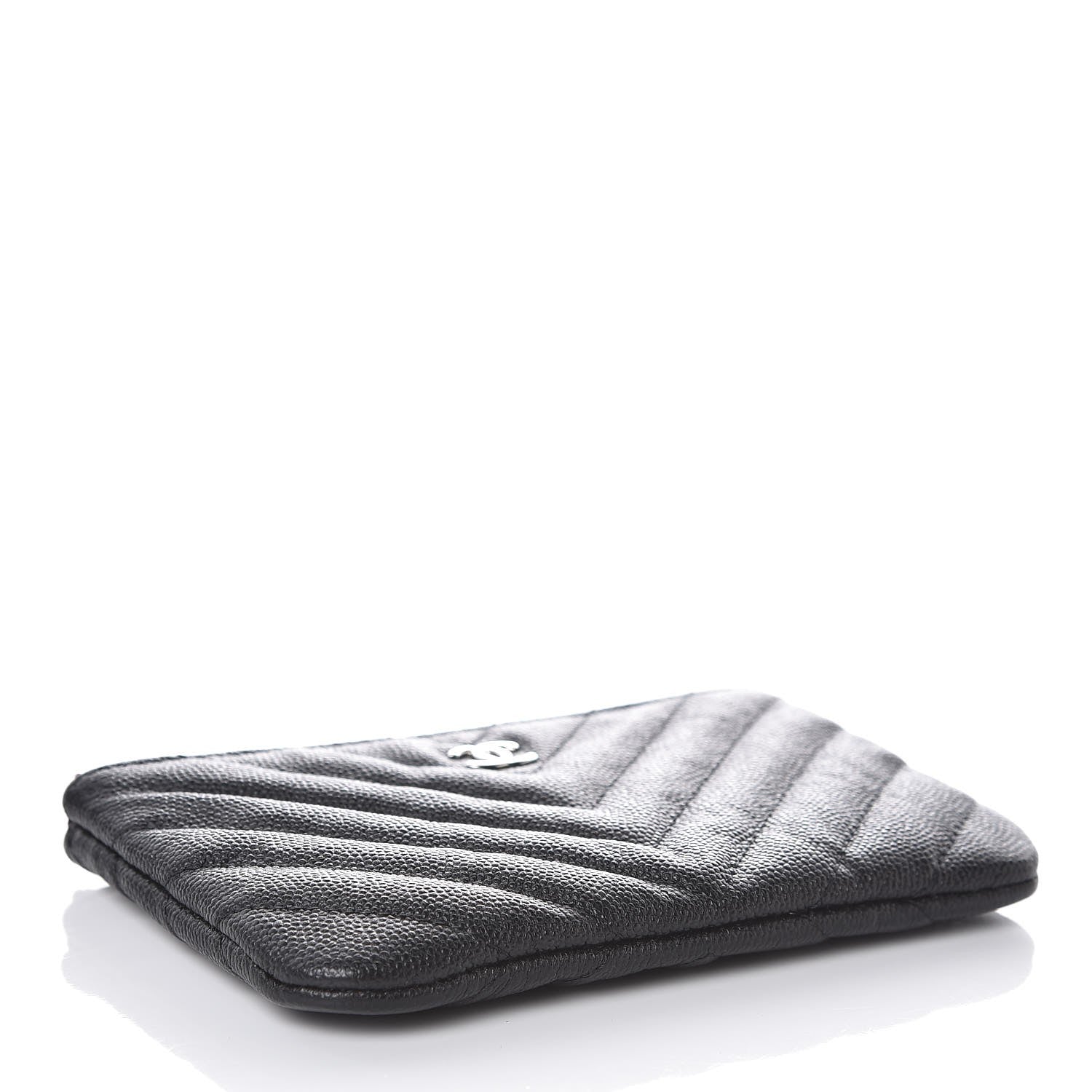 Chanel Caviar Chevron Quilted Small Cosmetic Case Black 4 of 8