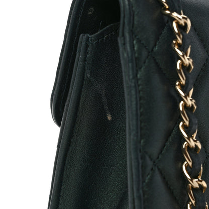 Chanel Iridescent Lambskin Quilted Top Handle Flap Clutch With Chain Dark Green 14 of 15