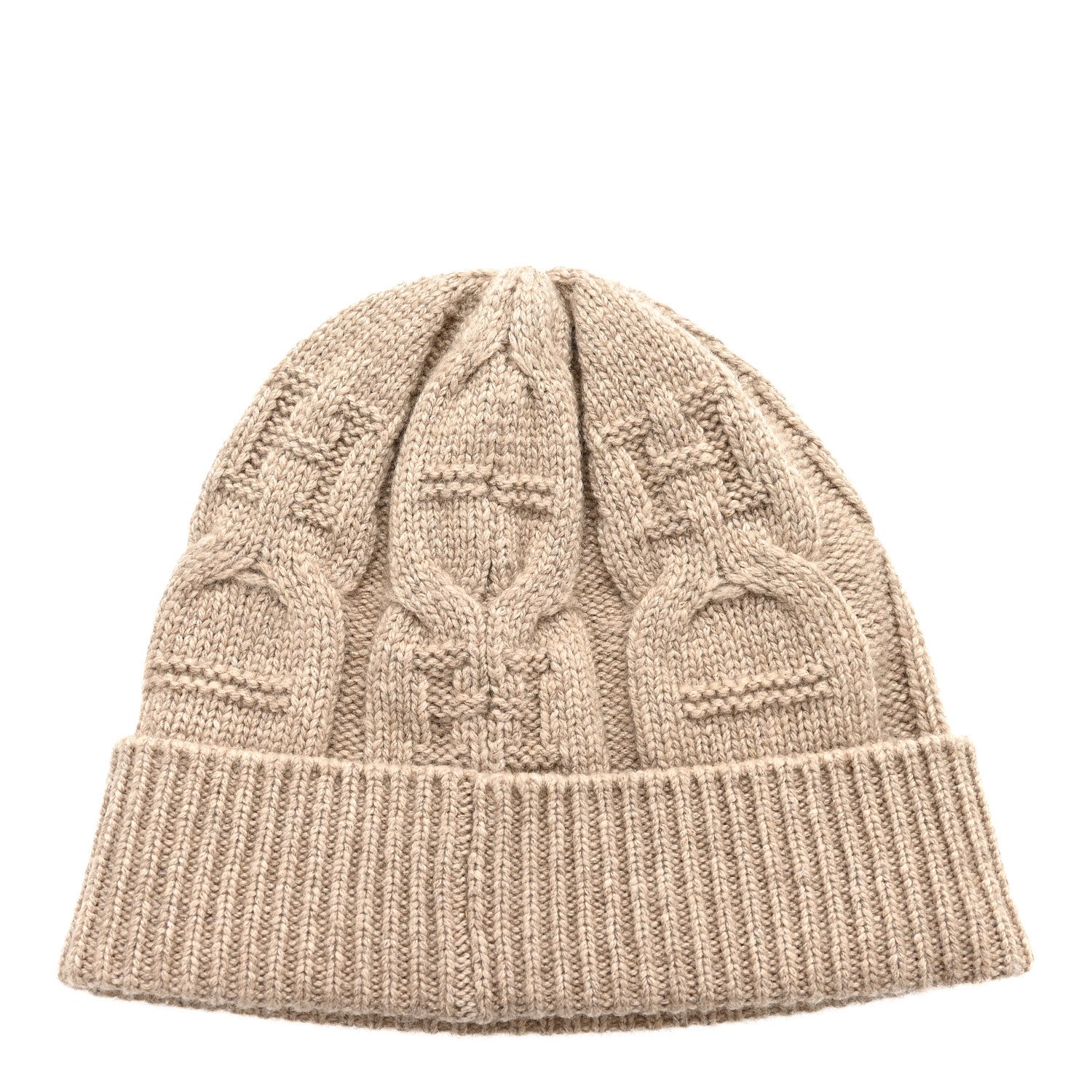 帽子 HERMES Cashmere Knit Beanie Margiela Era Hermes Cashmere Knit Cable Maillons Beanie M Beige 1884112